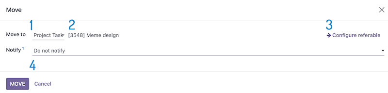 Message move wizard screenshot for Mail Messages Easy