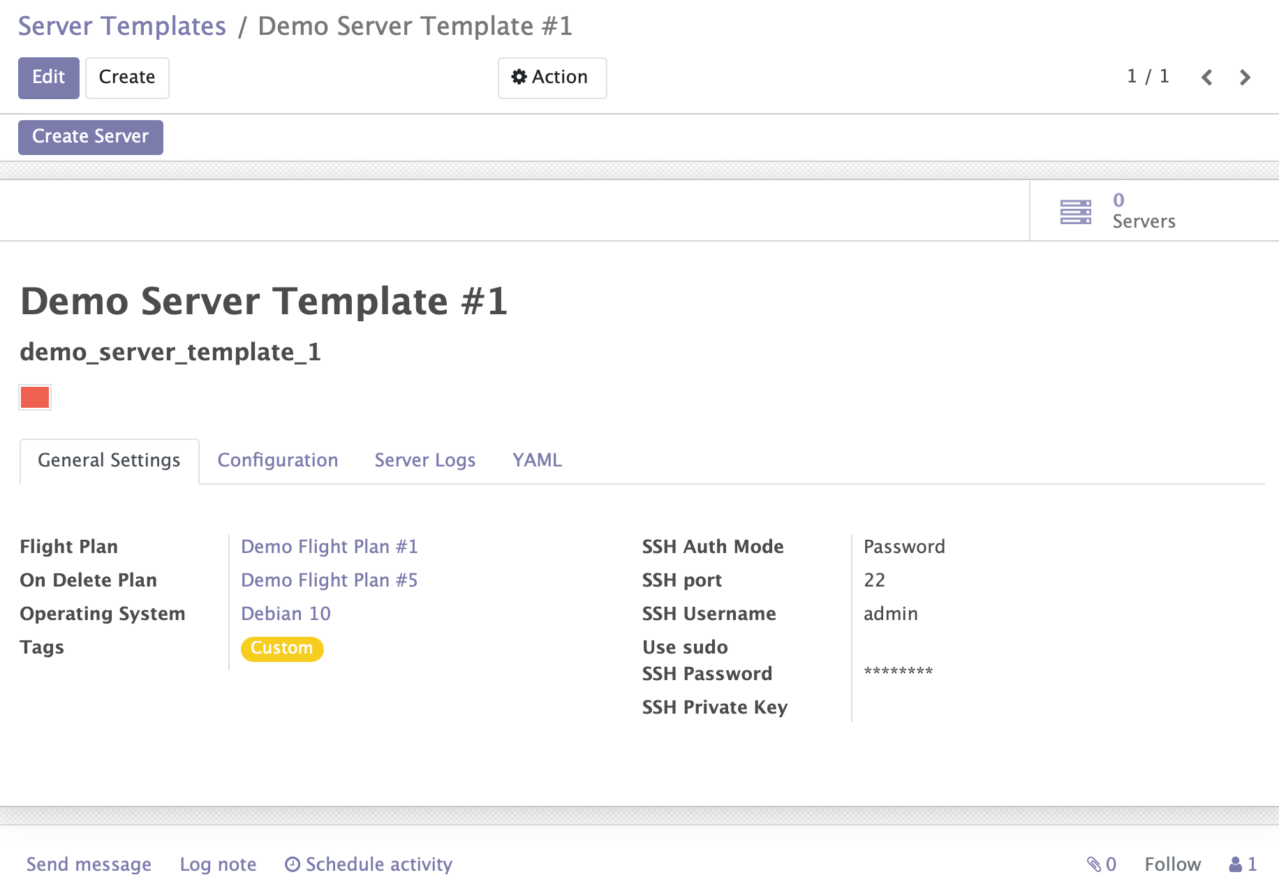 Server Template Form