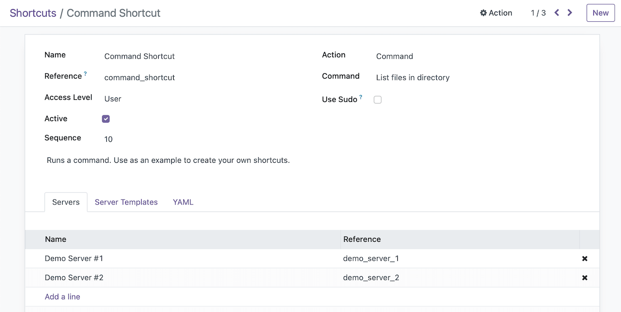 Shortcut form