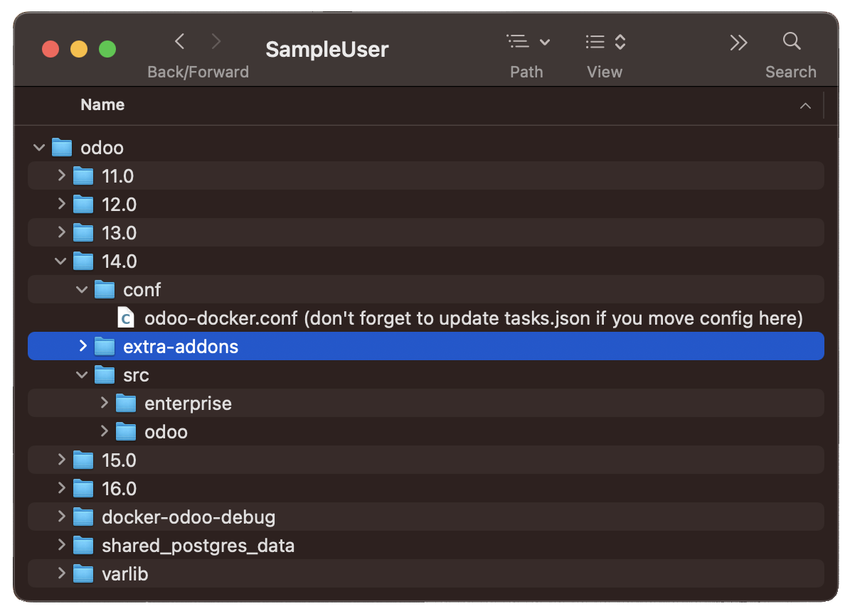 Odoo development directory structure