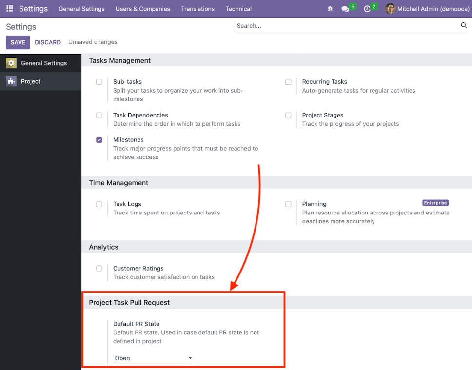 General app configuration settings screen