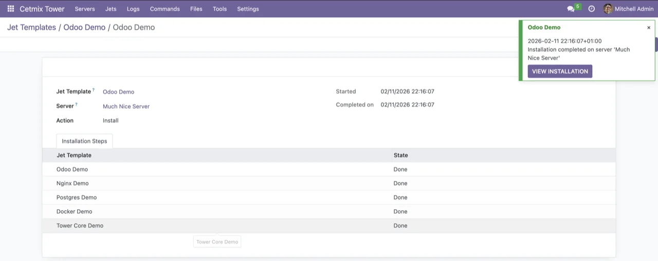 Installation task completed