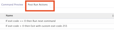 Post Run Actions List