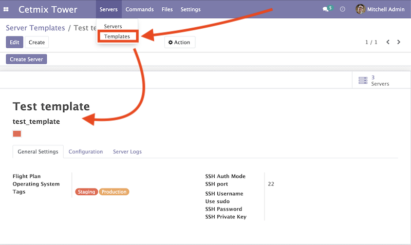 Server Template Form