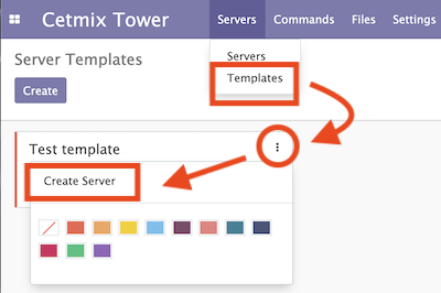 Server template kanban action