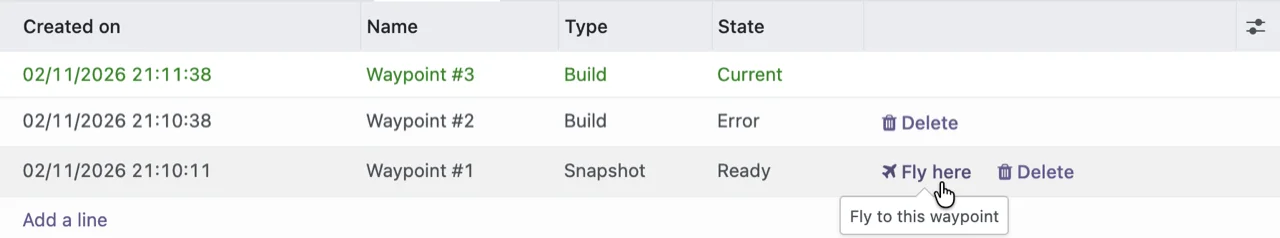 Fly here button on a ready waypoint